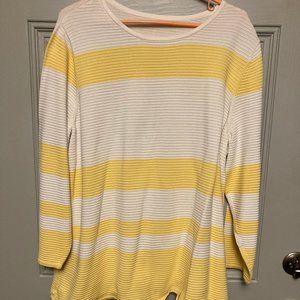 WOMEN'S CJ BANKS YELLOW/WHITE STRIPED COTTON TOP IN SIZE 2XL